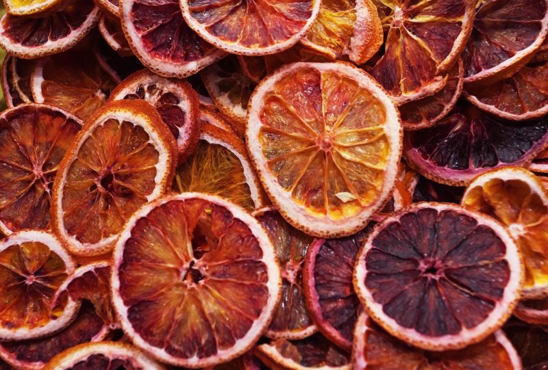 Closeup of dried orange slices
