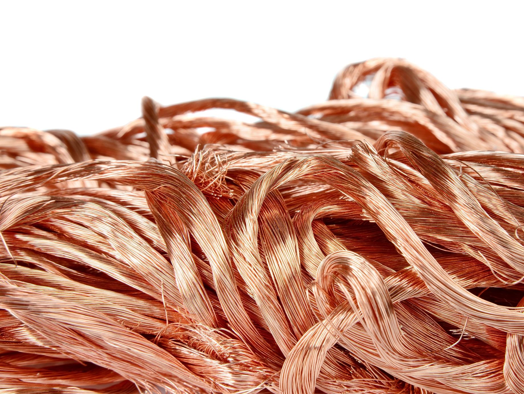 Close-up of tangled copper wires.