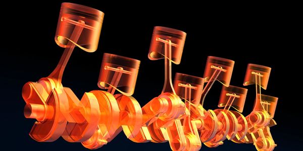 orange and black firing engine pistons