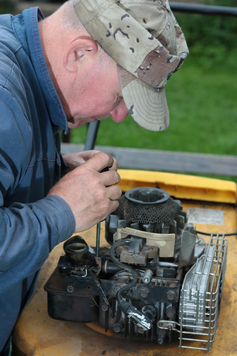 repairing lawn mower engine