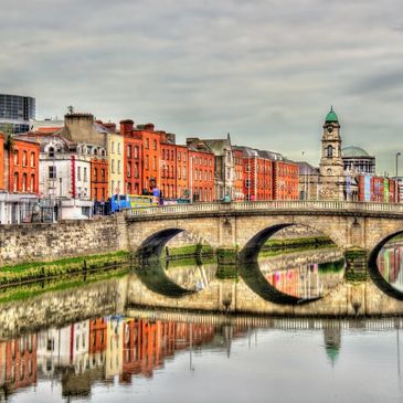 Bridge crossing the river in Dublin, Ireland