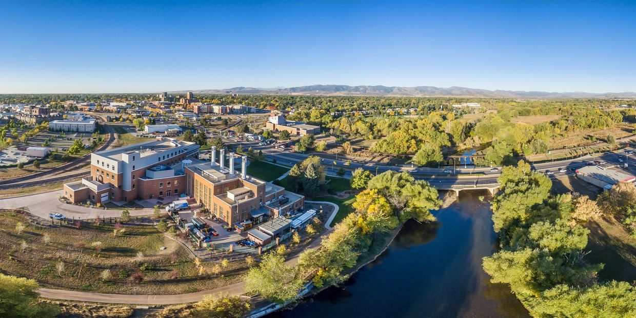 Aerial image of Fort Collins, Colorado limousine service.