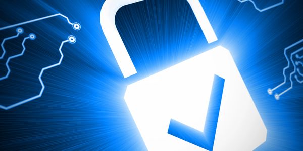 Glowing unlocked padlock with digital circuit background symbolizing cybersecurity.