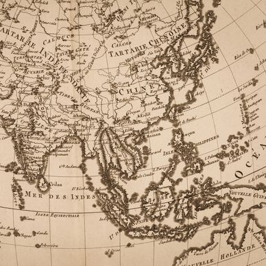 Antique map of Southeast Asia and China.