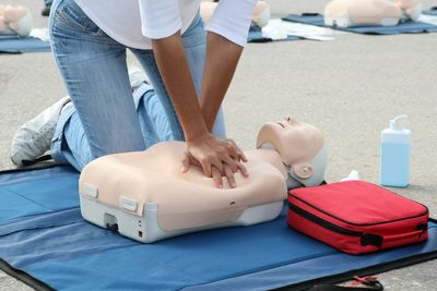 CPR training session in progress.
