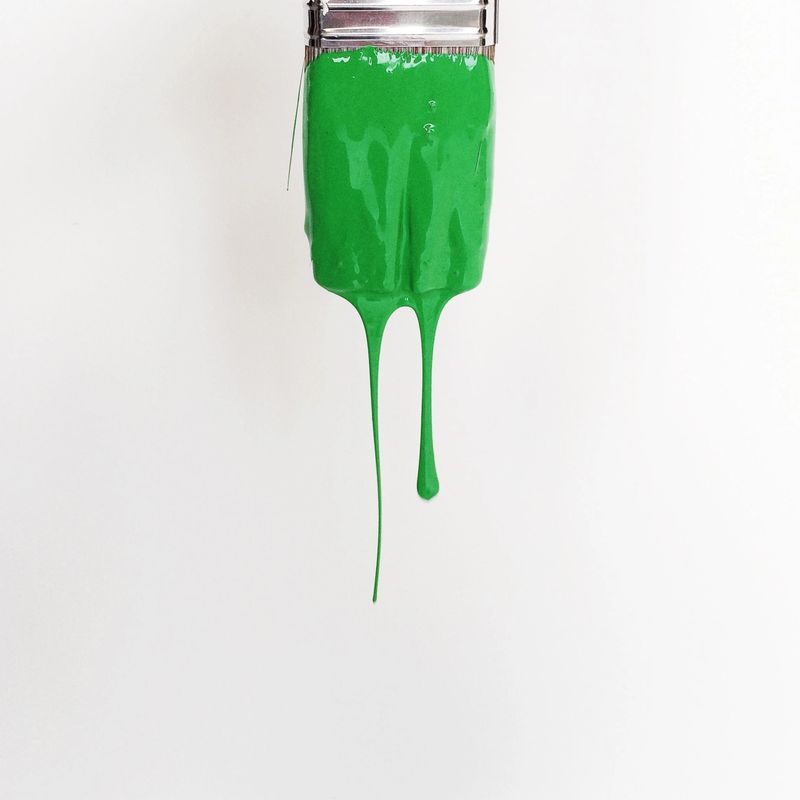 Paintbrush with green paint