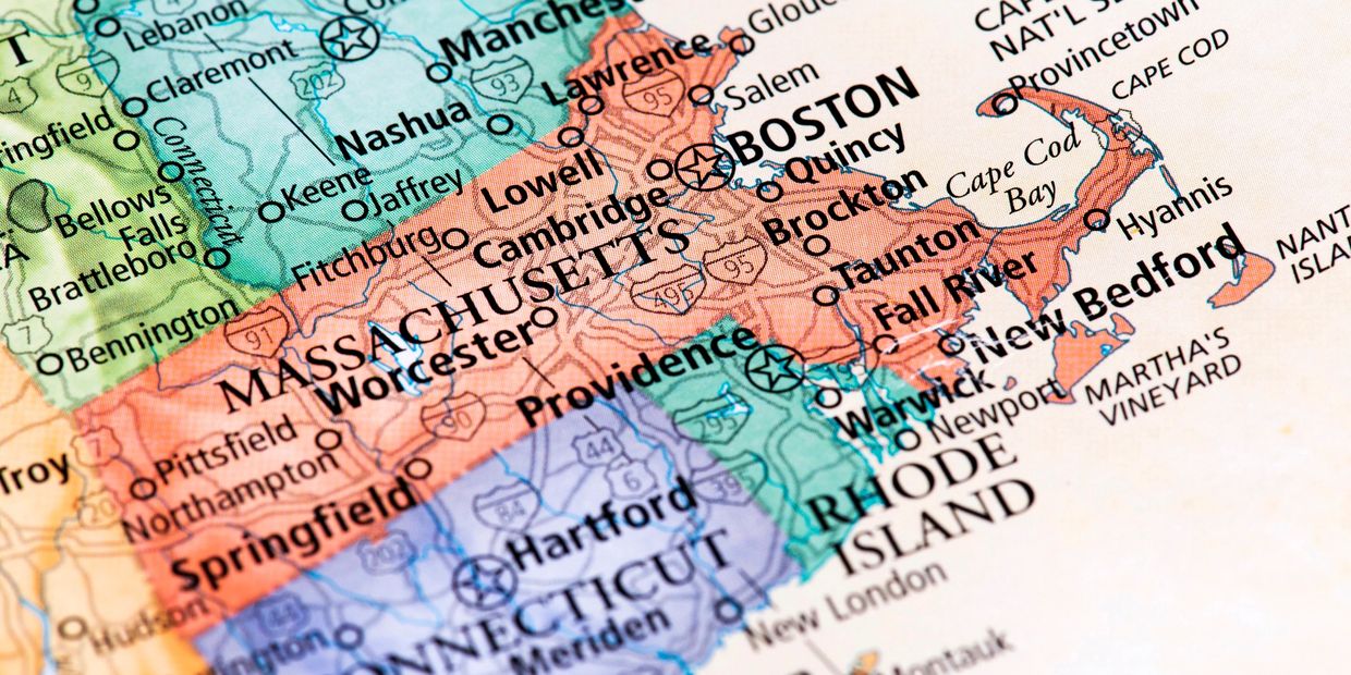map of massachusett and connecticut states