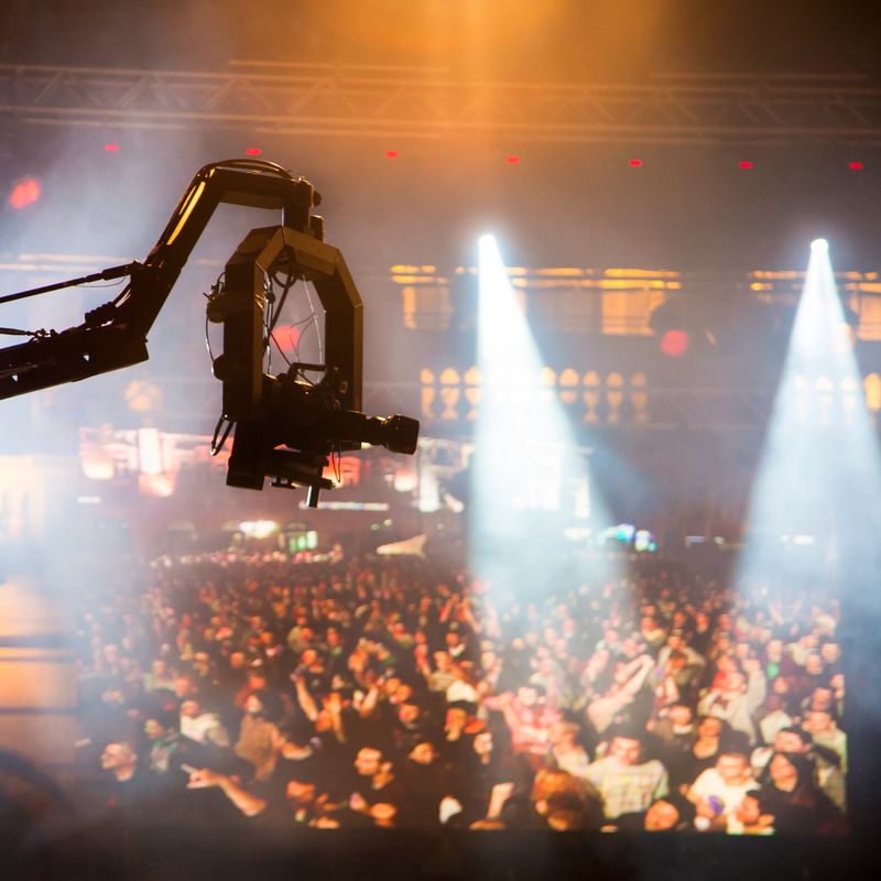 Television HDV camera broadcasting from a popular music concert
