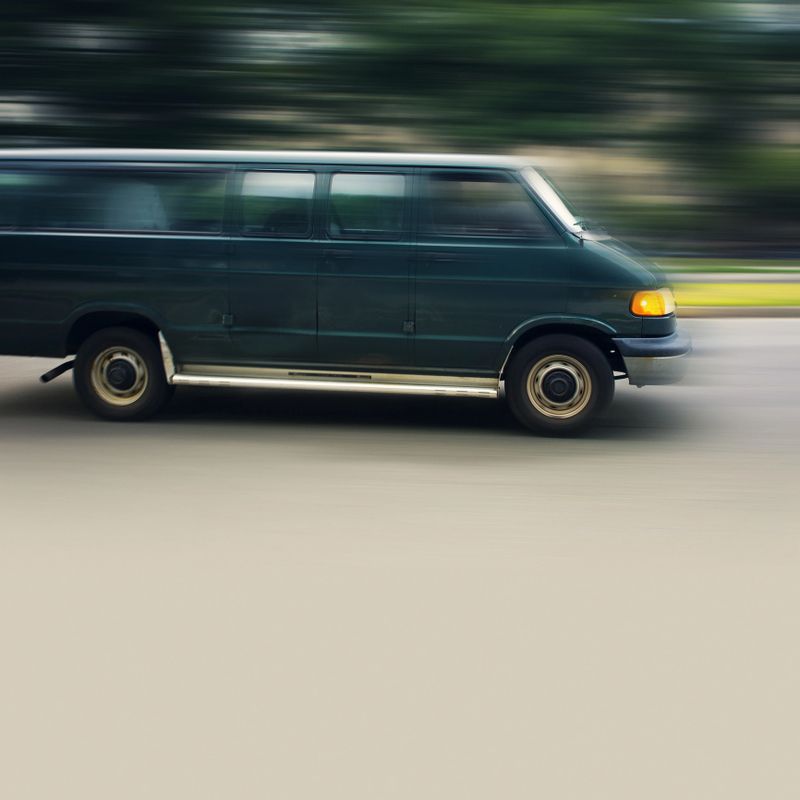 passenger van speeding - motion blur
