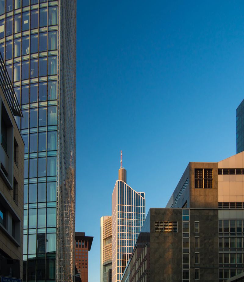 Office buildings in Frankfurt, Germany, one of the most fascinating financial areas of Europe