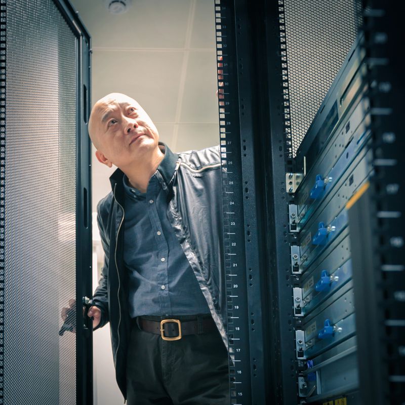 Administrators are checking data centers equipment 