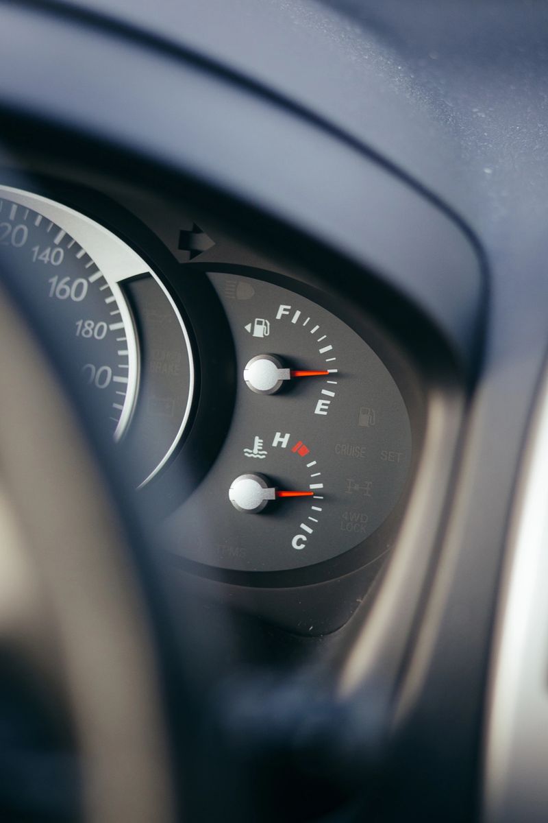 Fuel gauge dash board close up