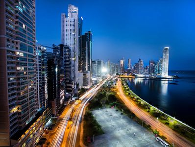 Nighttime cityscape for Social Media Management.