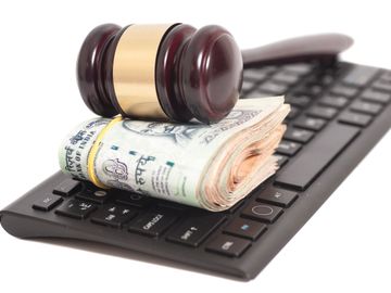 Legal contract and gavel for billing