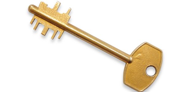 Close-up of a golden key.