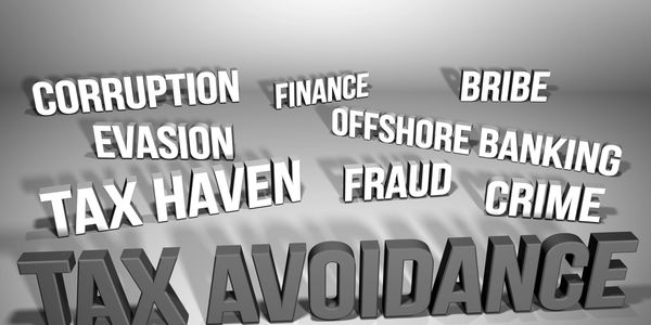 3D words highlighting tax avoidance and related financial crimes.