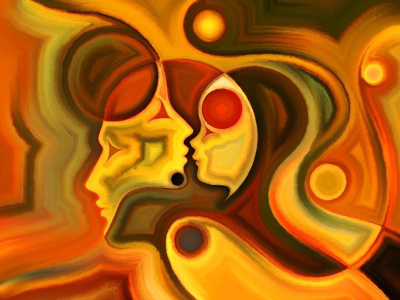 Colors of the Mind series. Backdrop of  elements of human face, and colorful abstract shapes to complement your design on the subject of mind, reason, thought, emotion and spirituality