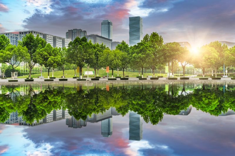 green office block of shanghai, china.