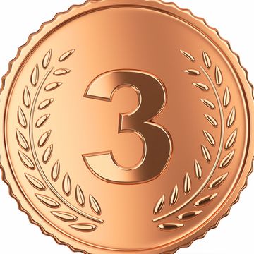 Bronze medal embossed with the digit 3 & laurel leaves