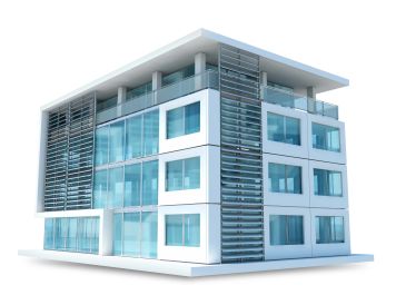 Three story building with big windows