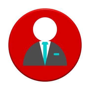 Icon of a person in a suit on red background.