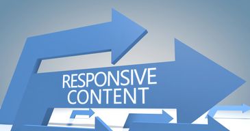 Blue arrows with 'Responsive Content' text symbolizing adaptability.