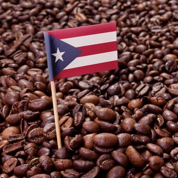 bandera de puerto rico sembrada en cafe