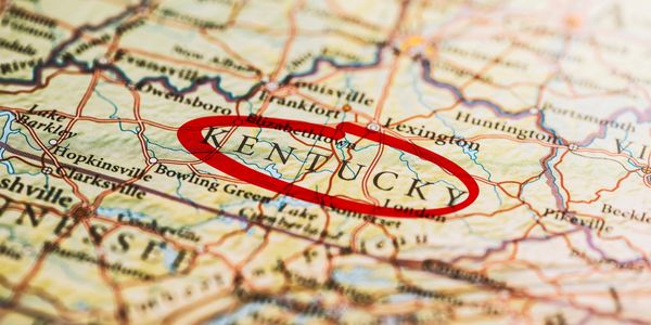 Map highlighting the state of Kentucky with a red circle.