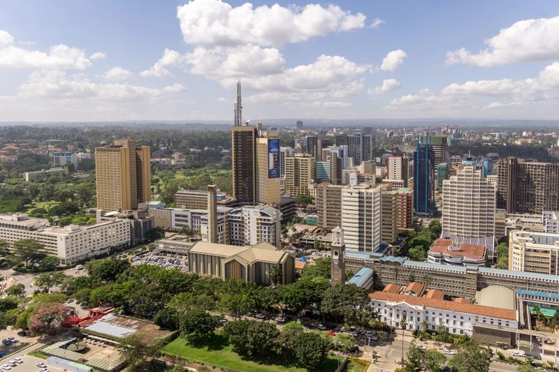 View of the downtown area of the city of Nairobi, Kenya