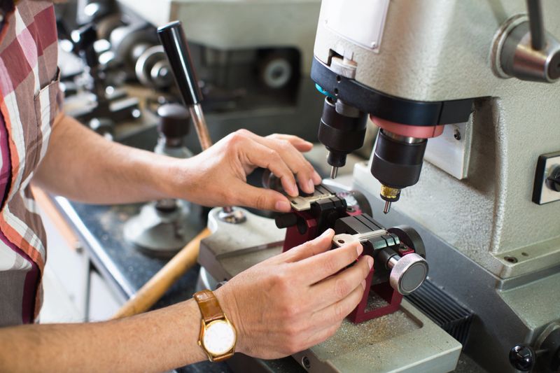 Professional efficient key cutter making door keys copies in locksmith