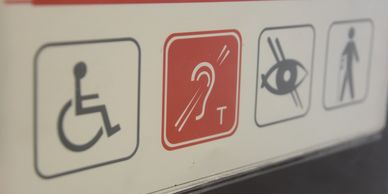 Inclusive images of deaf, blind and wheelchair user
