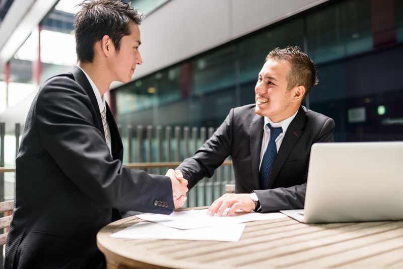 businessman meeting on the financial district building