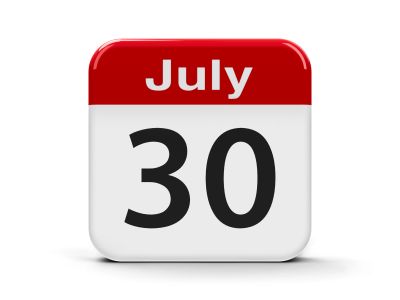 Calendar date showing July 30.
