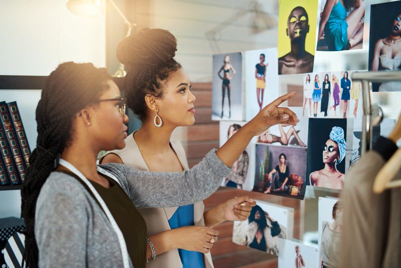 Shot of two young designers collaborating on a new design