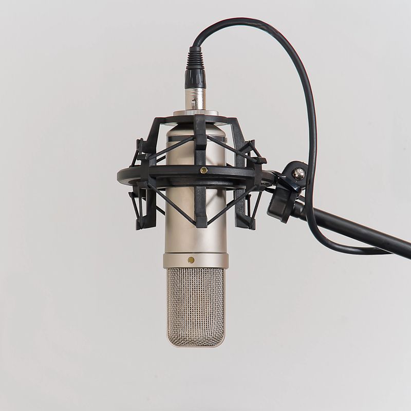Professional condenser microphone in a studio environment