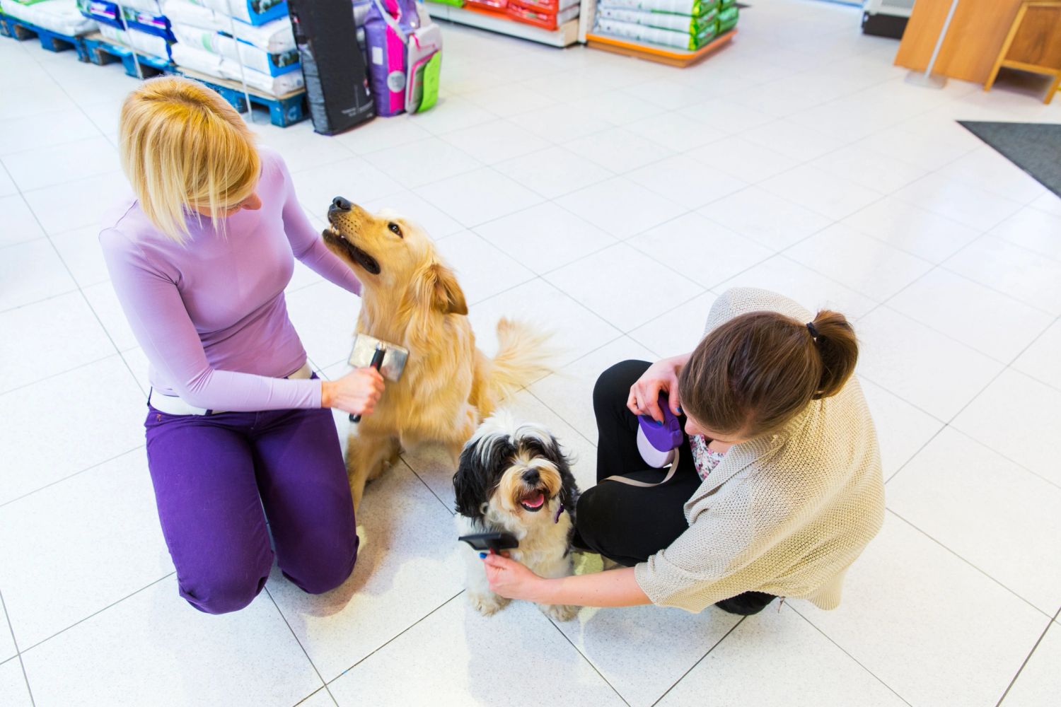 two young ladies in pet store