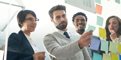 Emprendedores y empresarios creando un proyecto modelo en sostenibilidad.