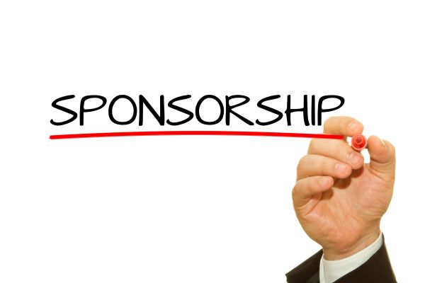 Hand underlines the word SPONSORSHIP in red.