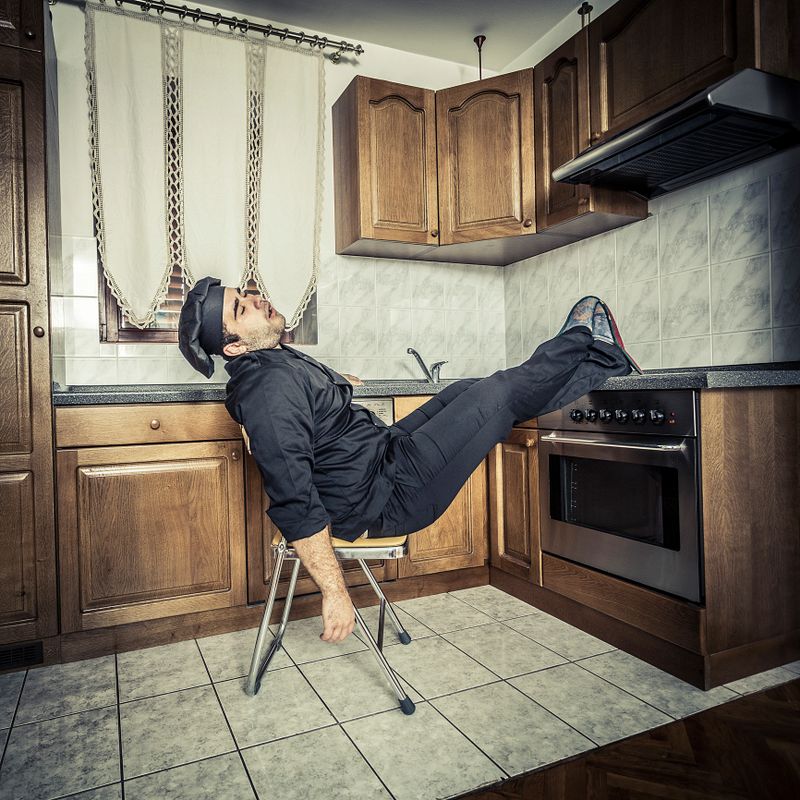 Chef sleeping on the job.