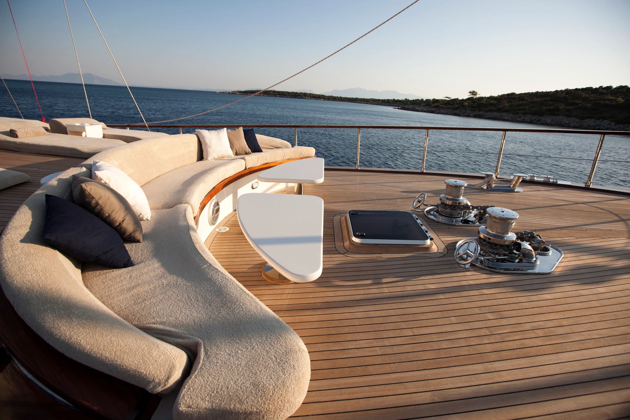 Luxury yacht deck with premium marine upholstery — M&M Renovations Miami