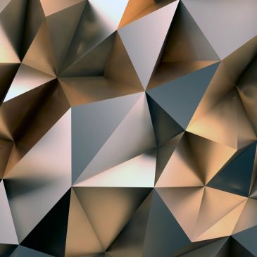 Abstract geometric pattern with metallic triangles.