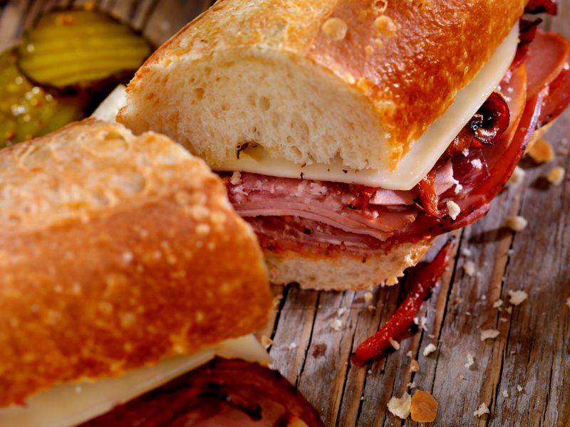 Italian Sandwich with Salami,Genoa, Prosciutto and Provolone -Photographed on Hasselblad H3D2-39mb Camera