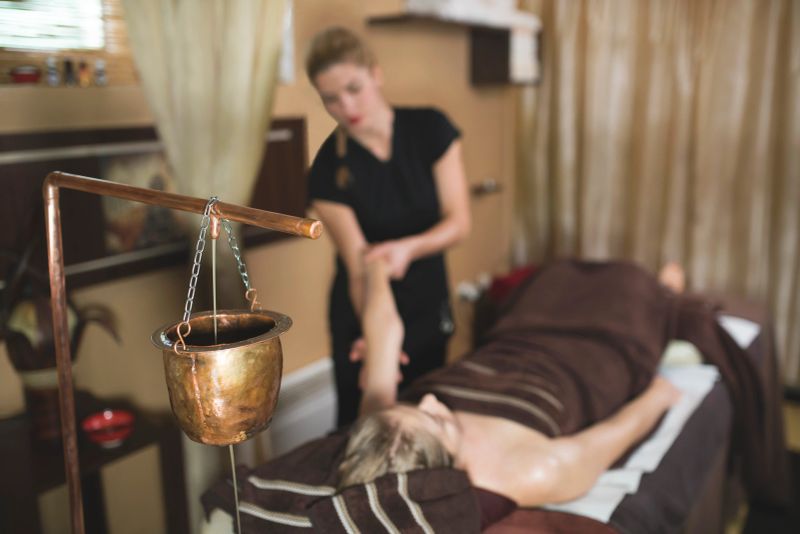 At the massage salon.