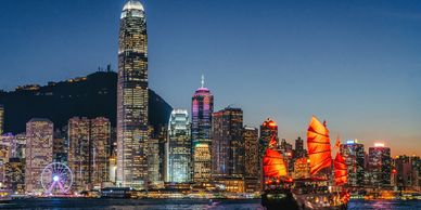 Hong Kong city-scape from the water