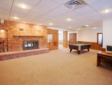 Large finished basement with pool table
