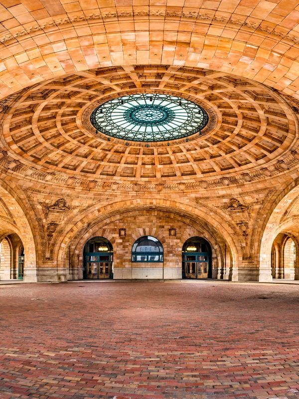 Historic Pittsburgh rotunda with ornate dome architecture, a landmark near major event venues.
