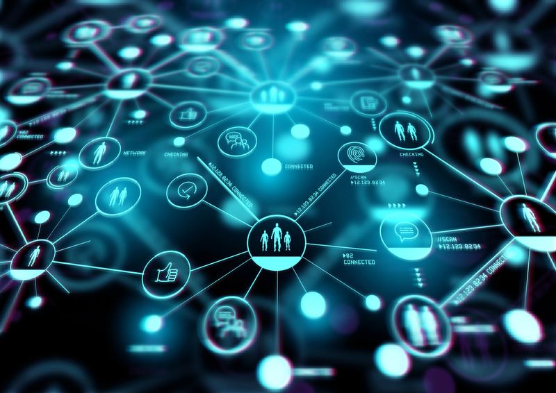 Increasing Connections. A closely connected network of people and technology. Illustration.