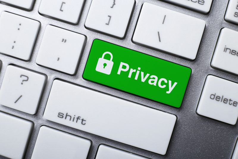 Closeup picture of Privacy button of a modern keyboard.