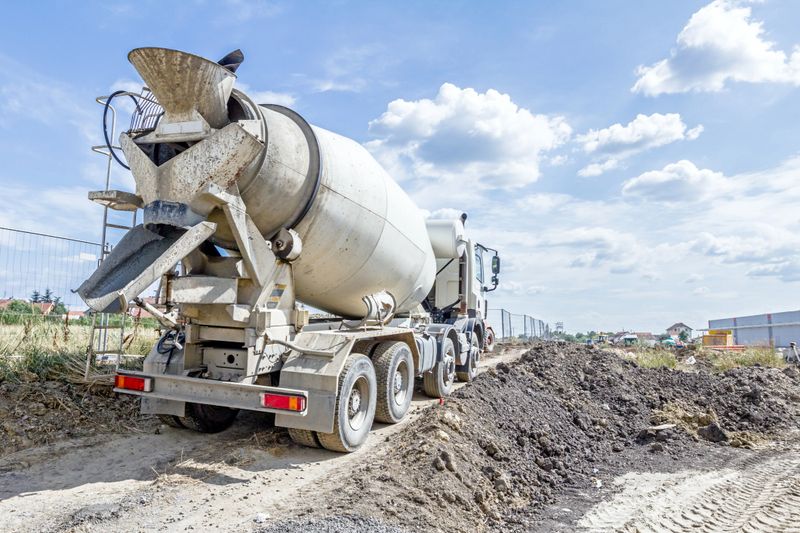 Mixer truck is transport cement to the casting place on building site.