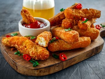 Crispy golden halloumi fries drizzled with sweet, luscious honey, creating the perfect harmony of sa
